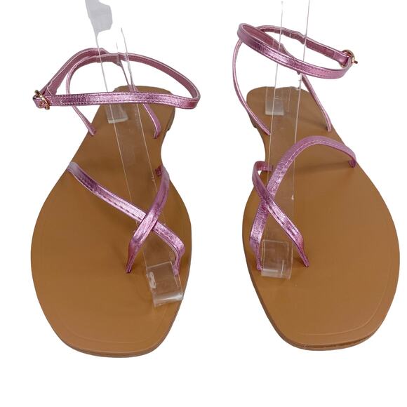 ASOS Sandals 8 Pink Metallic Ankle Strap New - Picture 7 of 9